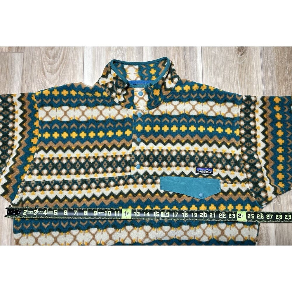 Patagonia Synchilla Cliff Arbor Green Geometric Snap T Fleece Pullover -Men’s XL - Picture 14 of 16